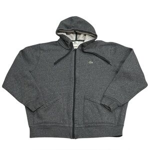 Lacoste Crocodile Logo Gray Full Zip Hoodie Sweatshirt Mens Size 8 3XL